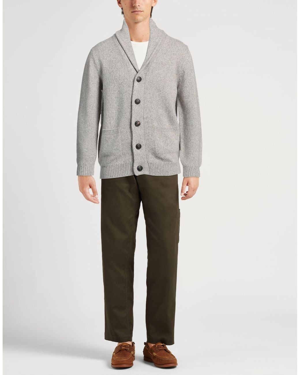Fedeli Gray Cardigan Cashmere for men