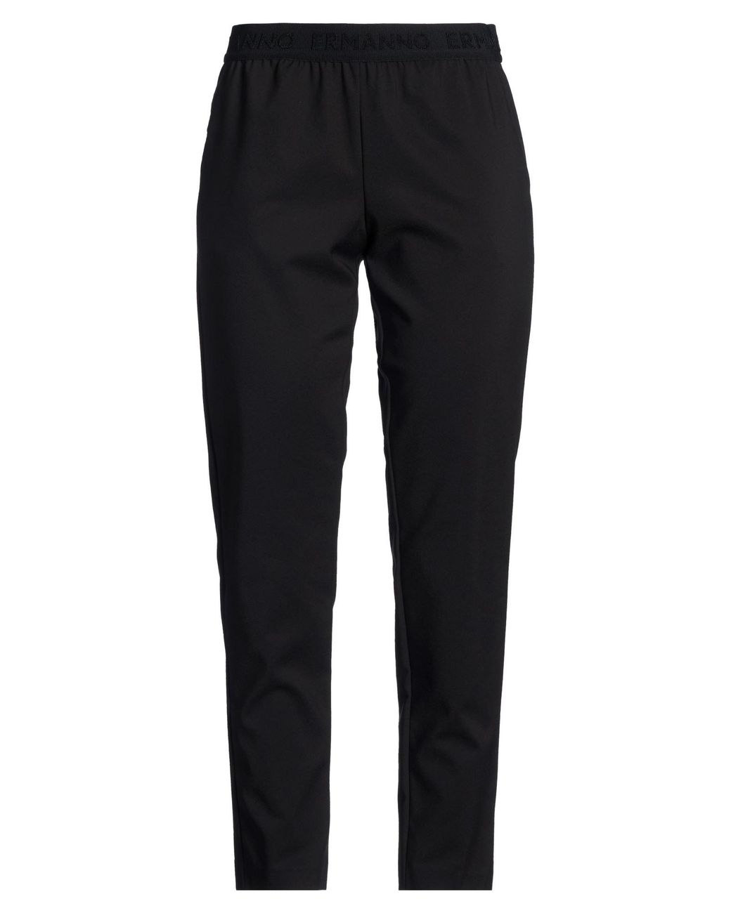 ERMANNO FIRENZE Black Pants Cotton, Polyamide, Elastane