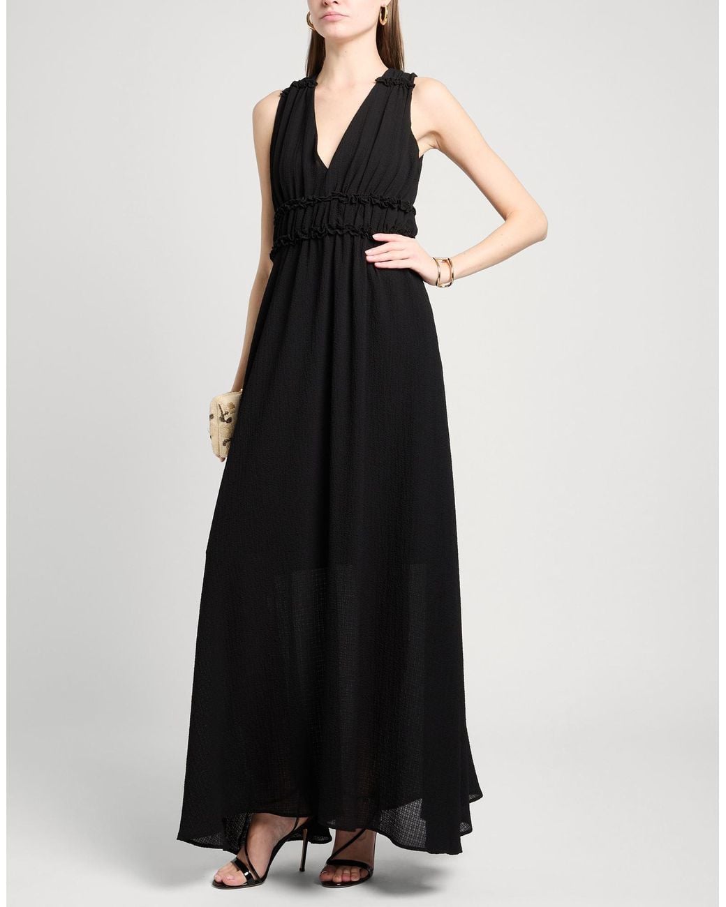 Liu Jo Black Maxi Dress Polyester, Elastane