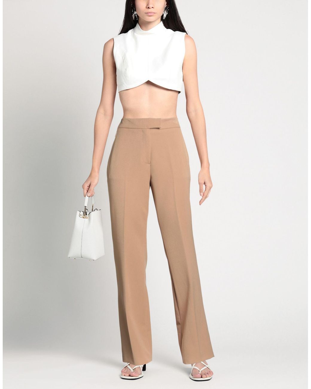 Clips Natural Camel Pants Polyester, Viscose, Elastane