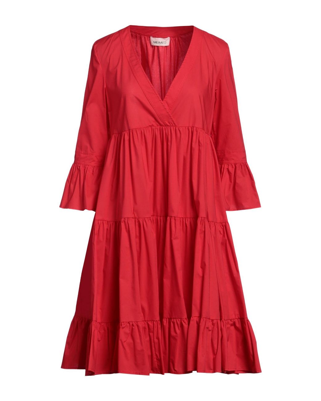 MEIMEIJ Red Midi Dress Cotton