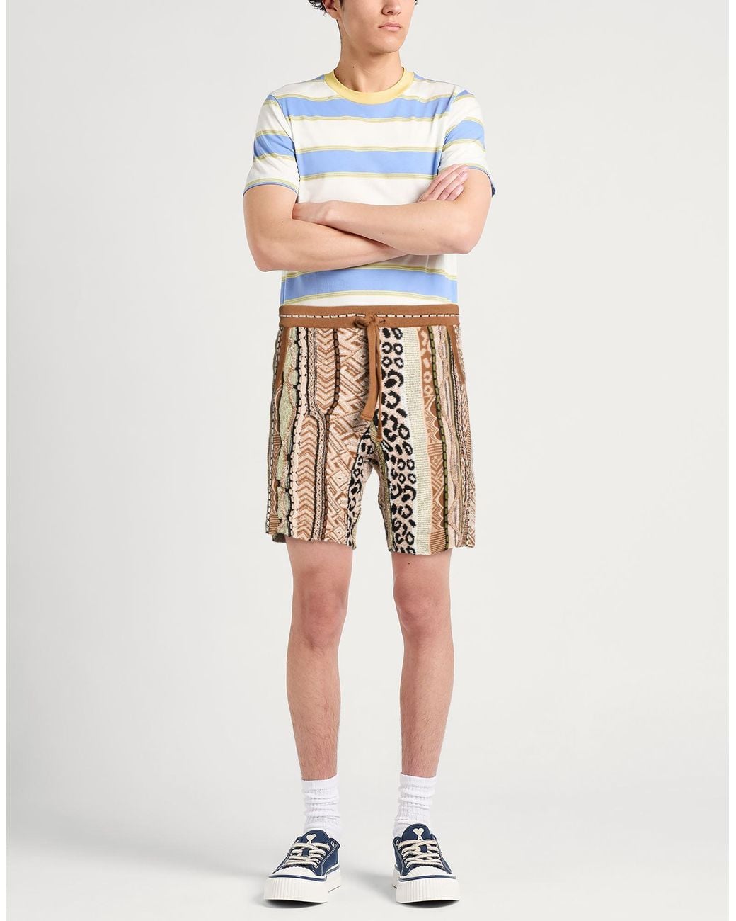 Laneus Natural Camel Shorts & Bermuda Shorts Cotton, Polyester, Polyamide for men