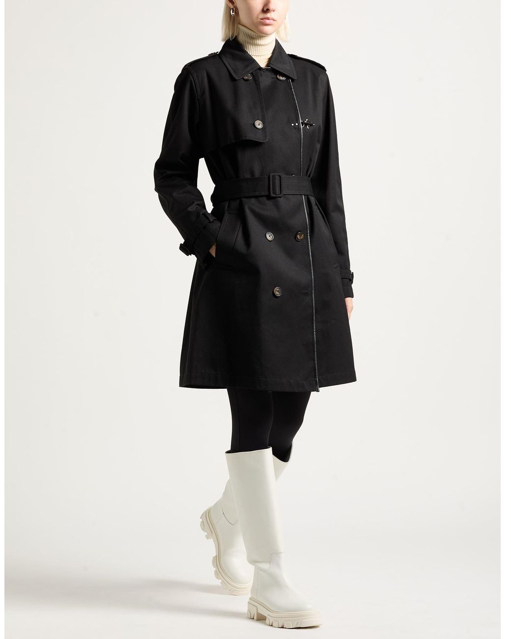 Fay Black Overcoat & Trench Coat