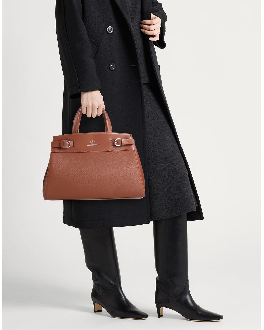 ARMANI EXCHANGE Brown Handbag Polyester, Polyurethane