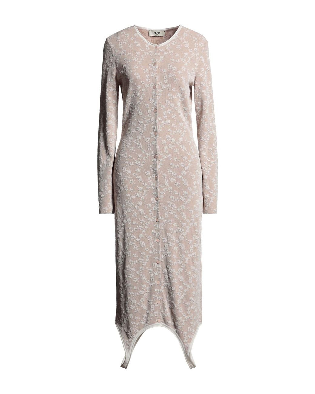 Fendi Natural Midi Dress Viscose, Cotton, Polyester, Polyamide