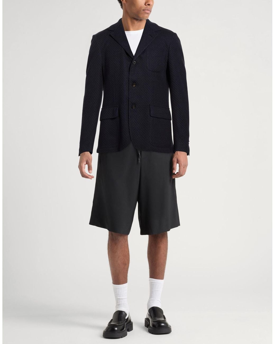 Corneliani Blue Midnight Blazer Linen, Silk, Polyester for men