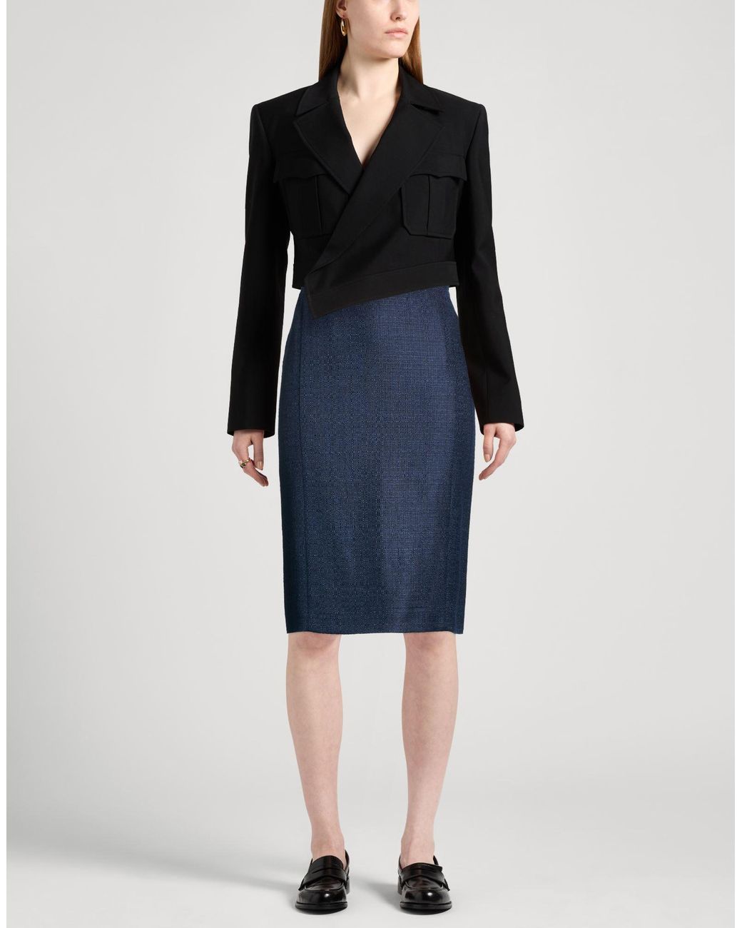 Alberta Ferretti Blue Midi Skirt Viscose, Linen, Polyamide