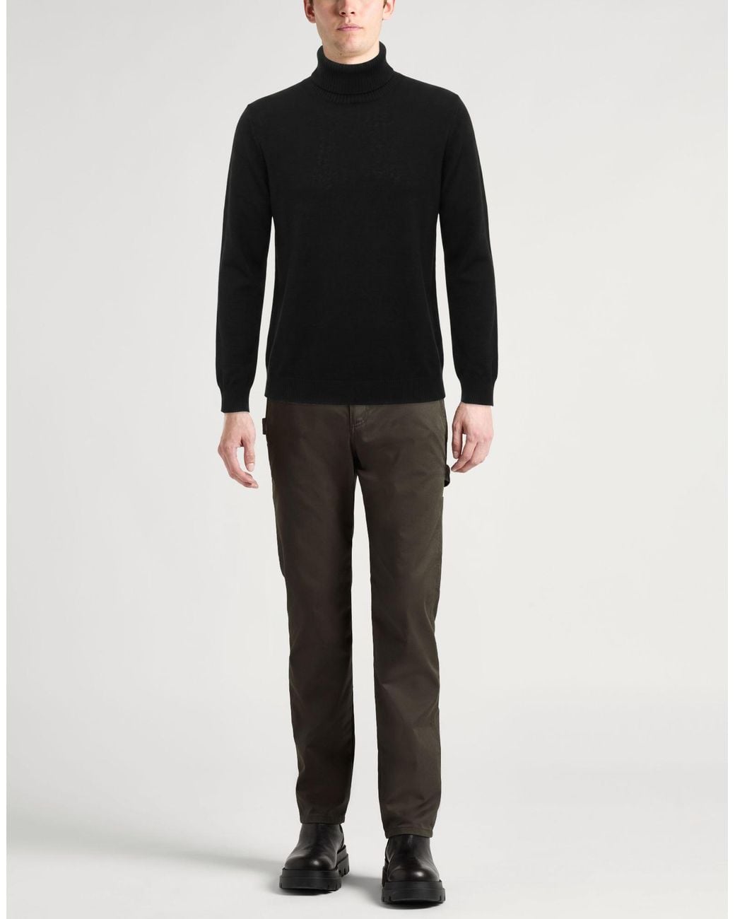 Fedeli Black Turtleneck Cashmere for men