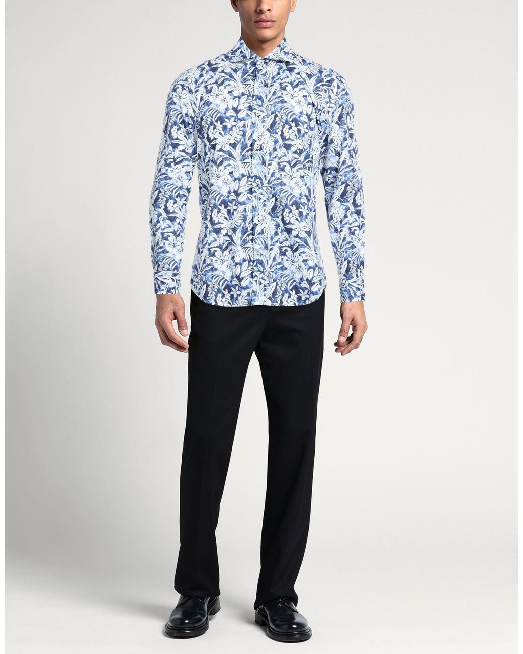 Ghirardelli Blue Washed Shirt Cotton for men