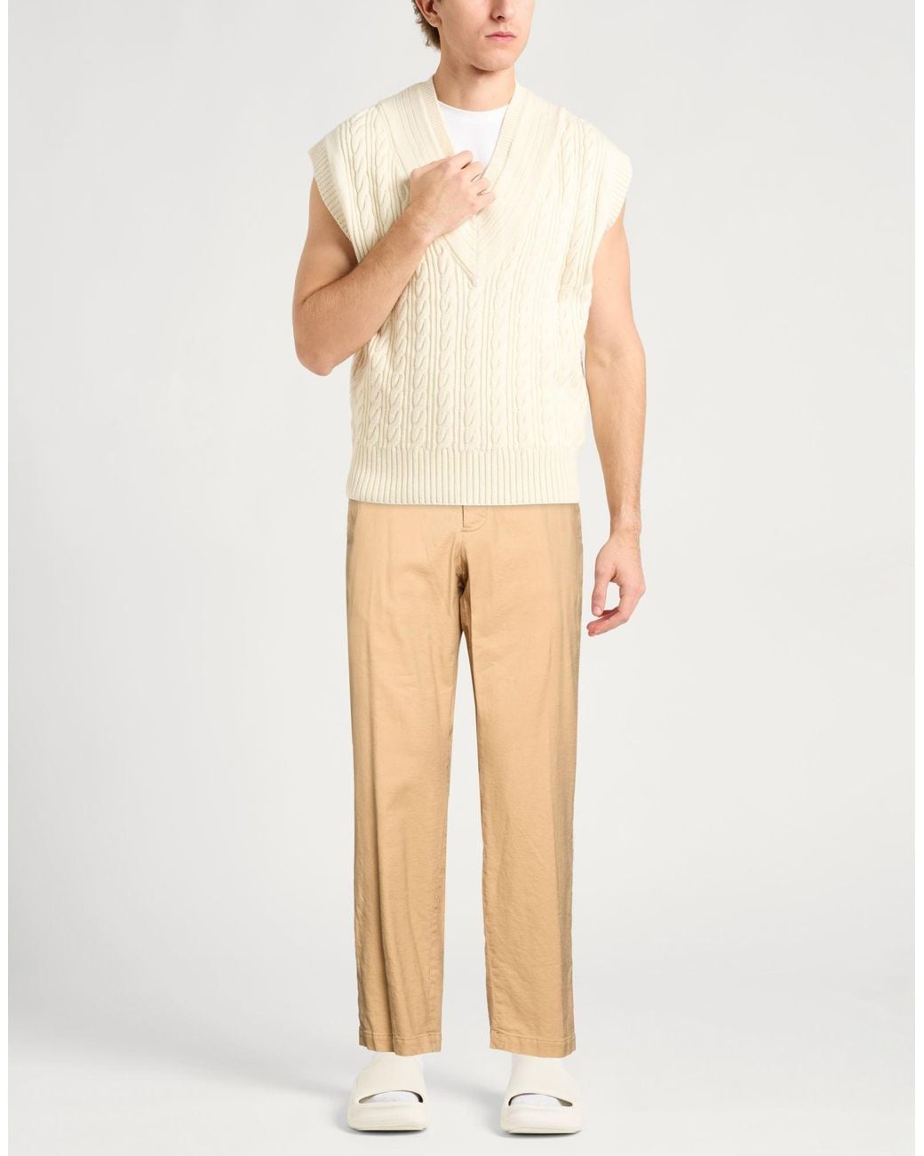 Messagerie Natural Camel Pants Linen, Viscose, Elastane for men