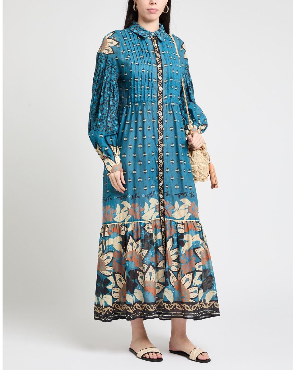 Farm Rio Blue Maxi FARM Rio Maxi Dress Cotton in Blue | Lyst UK