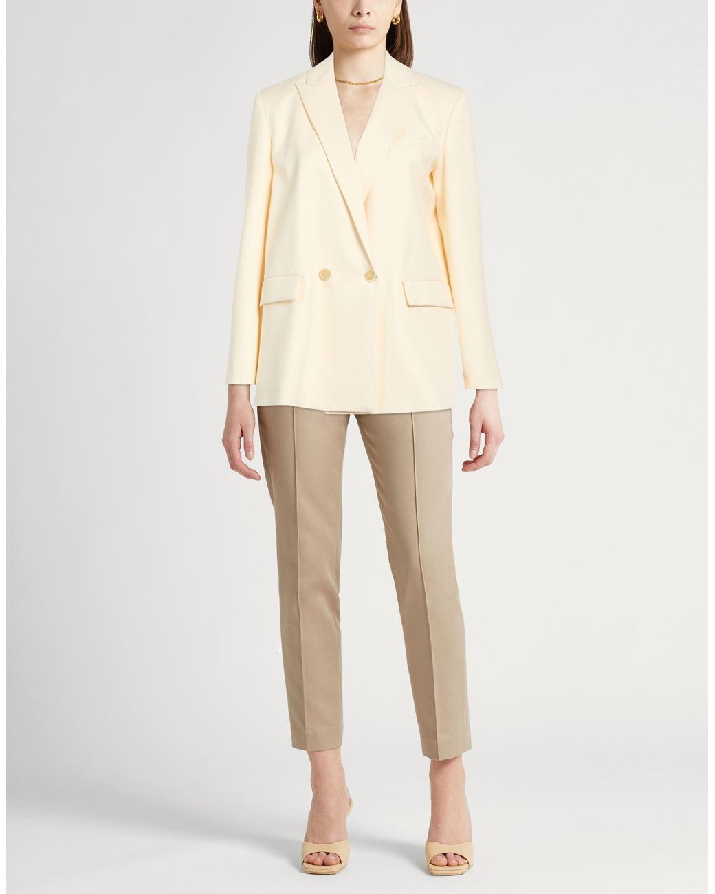 Fabiana Filippi Natural Ivory Blazer Virgin Wool, Polyamide, Elastane