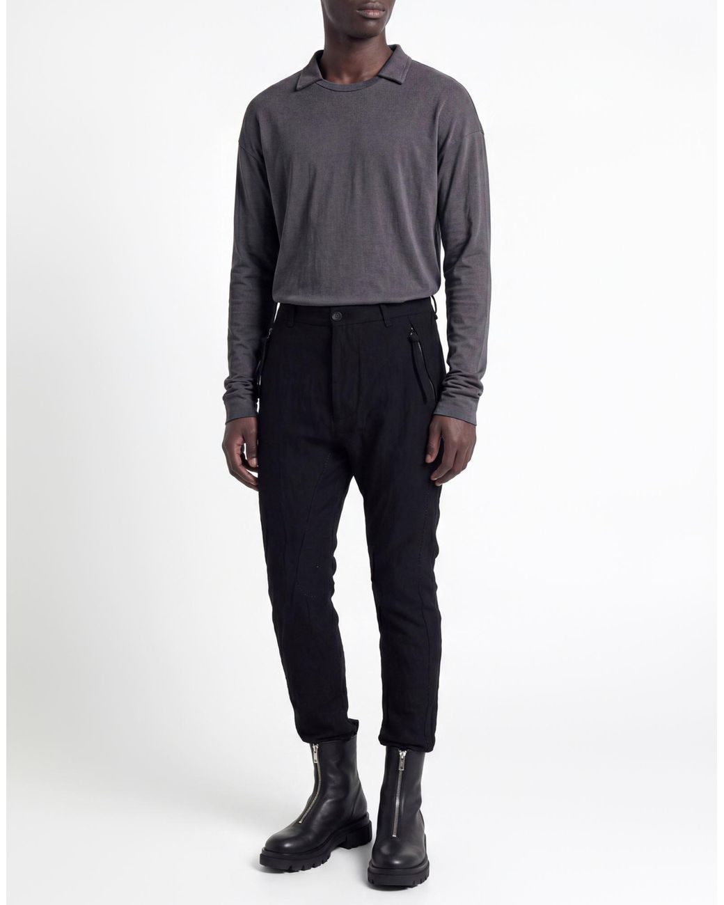 Masnada Black Pants Wool, Cotton, Metal for men