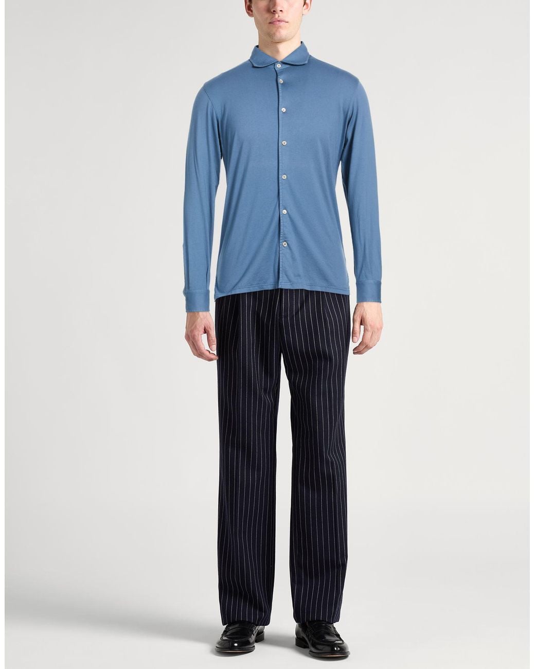 Fedeli Blue Shirt Cotton for men