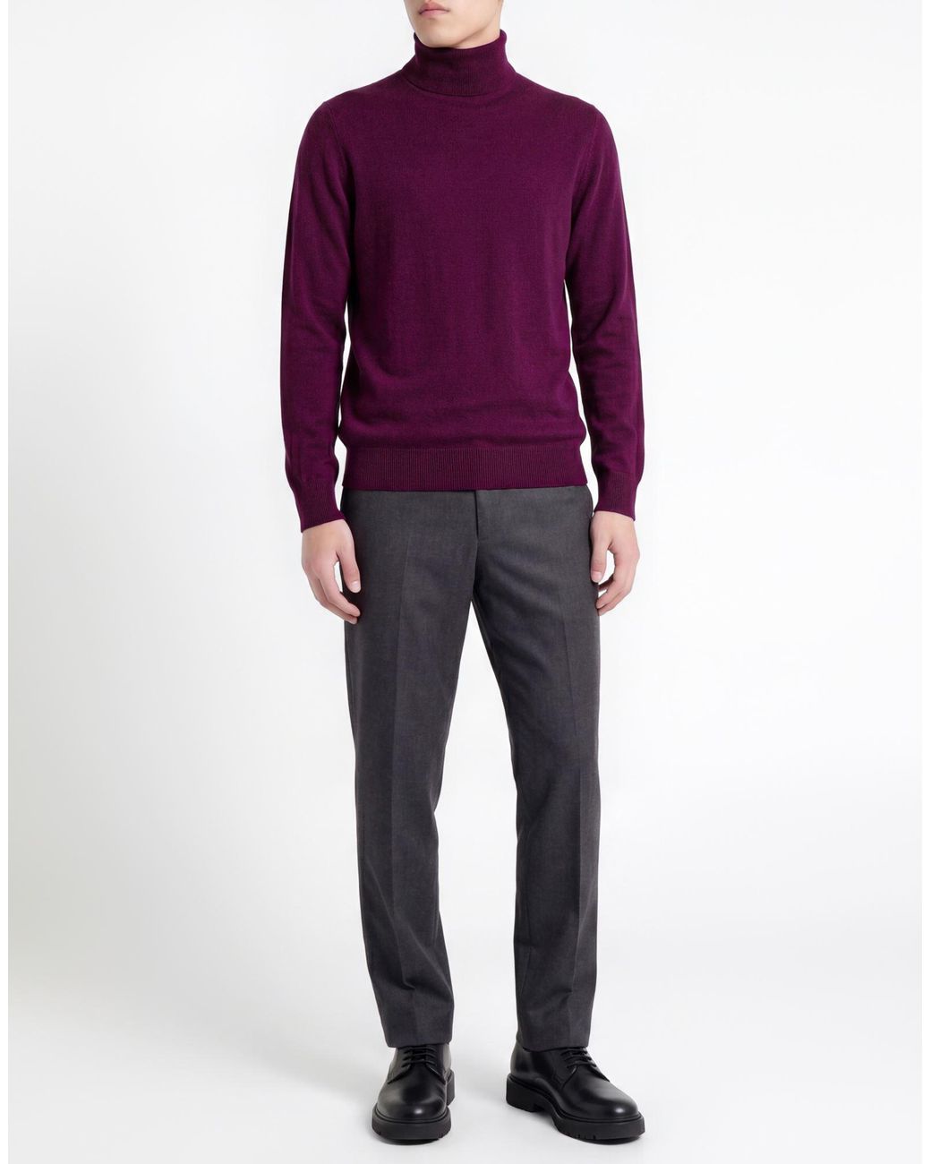 Aragona Purple Turtleneck Merino Wool, Cashmere for men