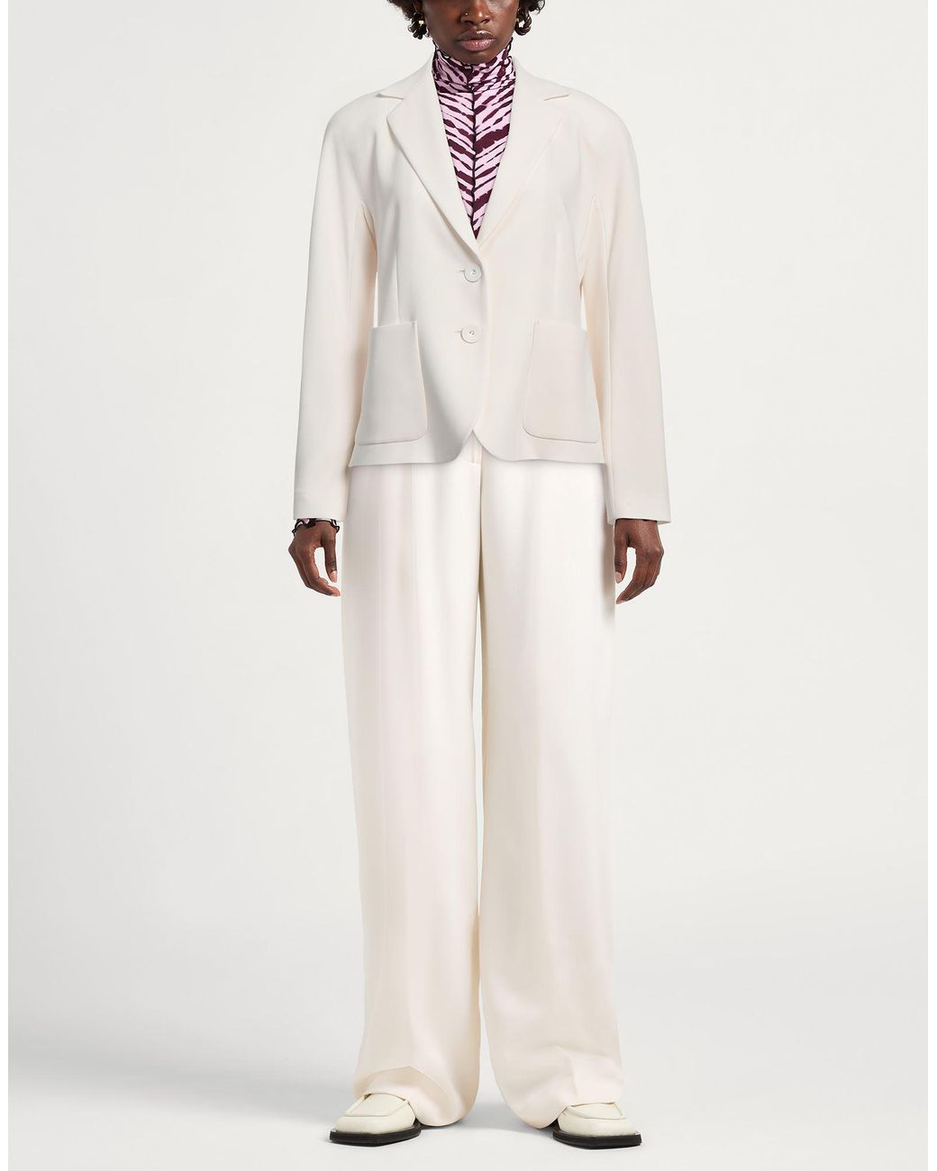 Max Mara White Ivory Blazer Triacetate, Polyester