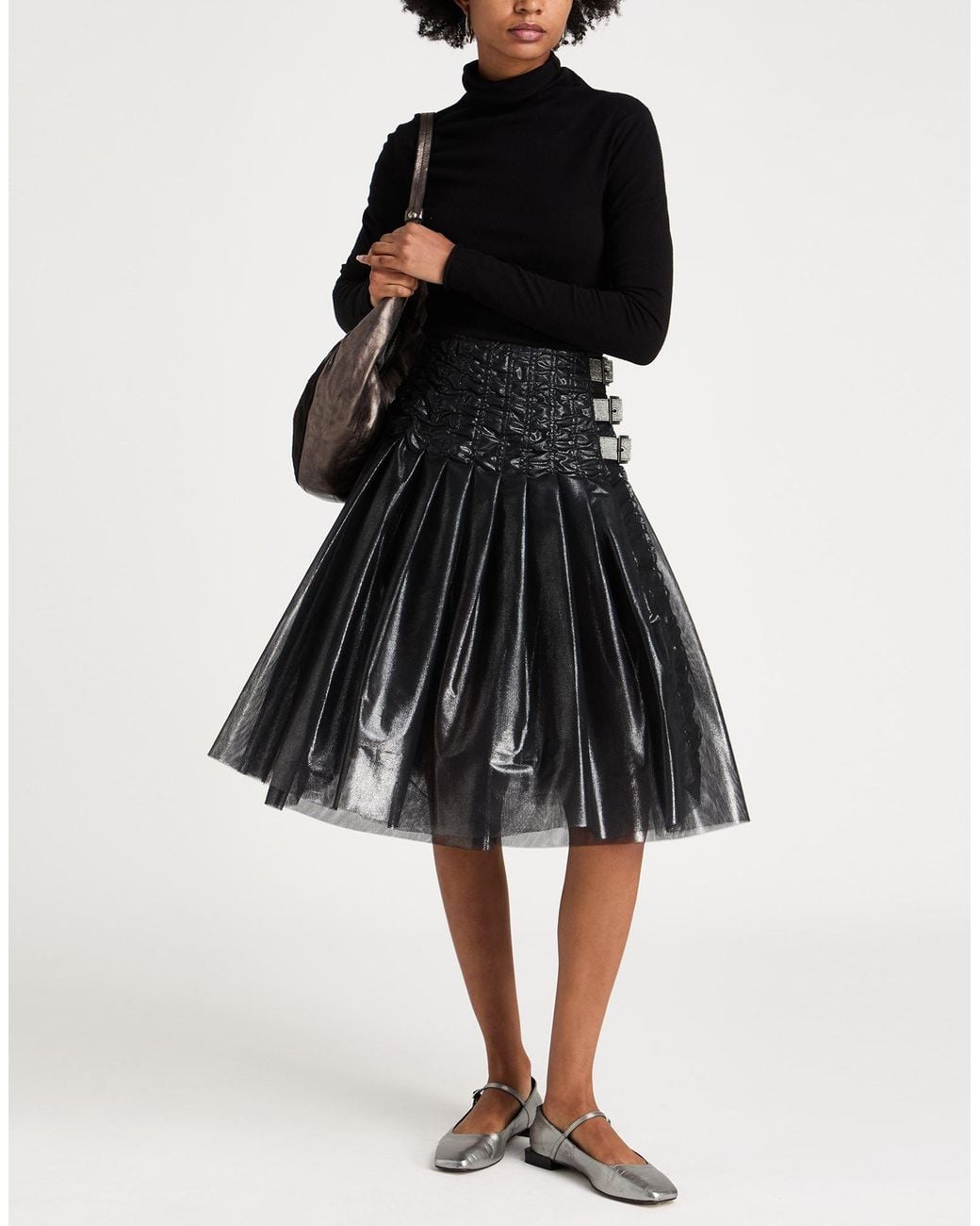 Junya Watanabe Black Midi Skirt Nylon