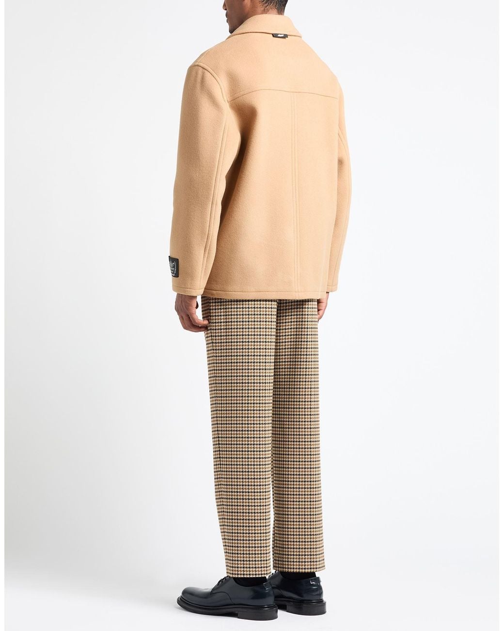 MSGM Brown Camel Coat Virgin Wool, Polyamide for men