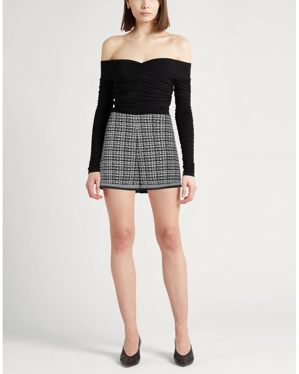 Moncler Black Tartan Shorts