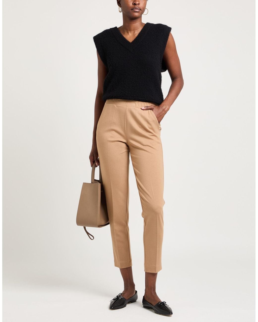 Le Tricot Perugia Natural Camel Pants Viscose, Polyamide, Elastane