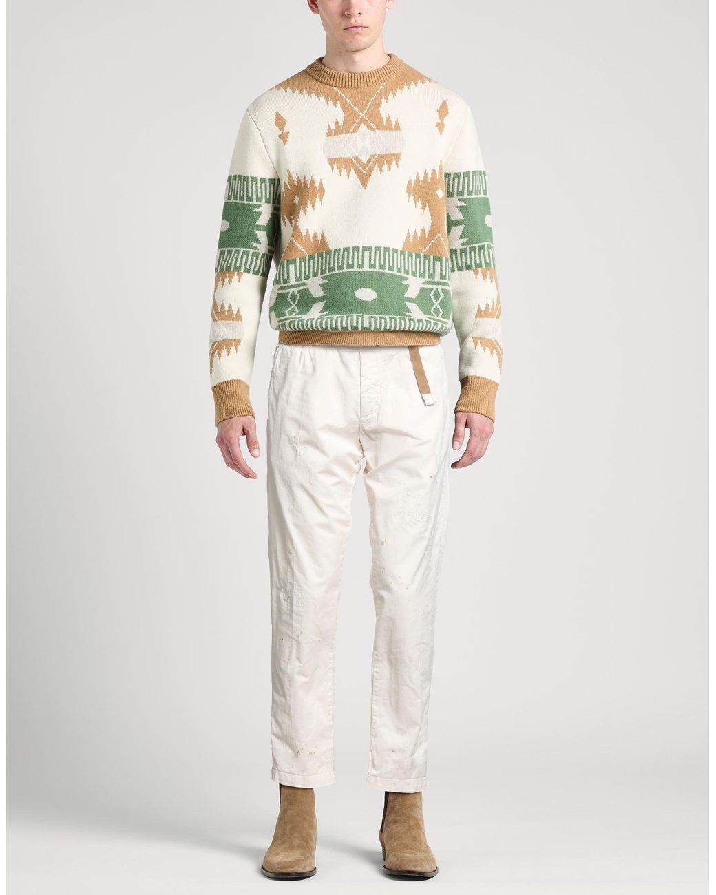 White Sand White Pants Cotton, Elastane for men