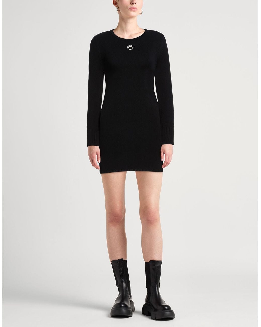 MARINE SERRE Black Mini Dress Viscose, Elastane