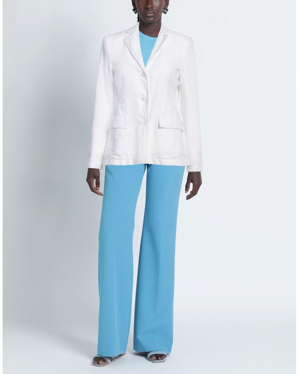 19.70 Nineteen Seventy White Blazer Cotton, Linen, Viscose