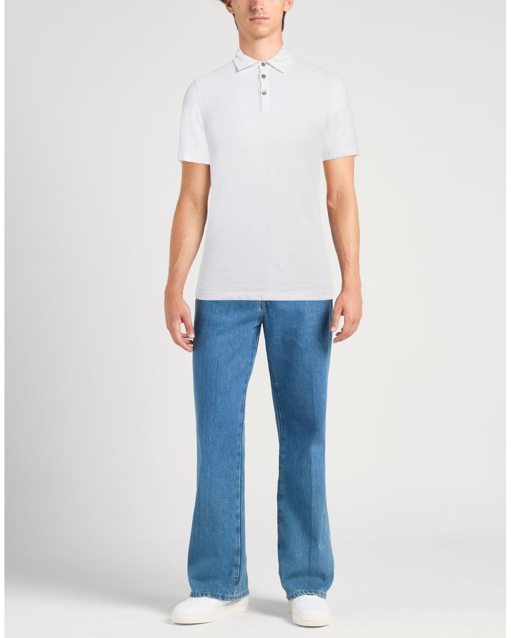 Alpha Studio White Polo Shirt Cotton, Elastane for men