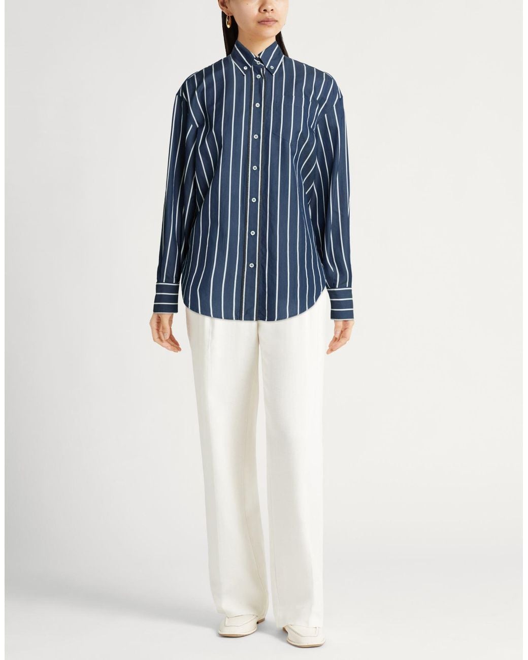 Brunello Cucinelli Blue Shirt Cotton, Silk