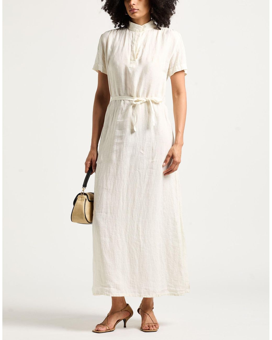 Grifoni White Ivory Maxi Dress Linen