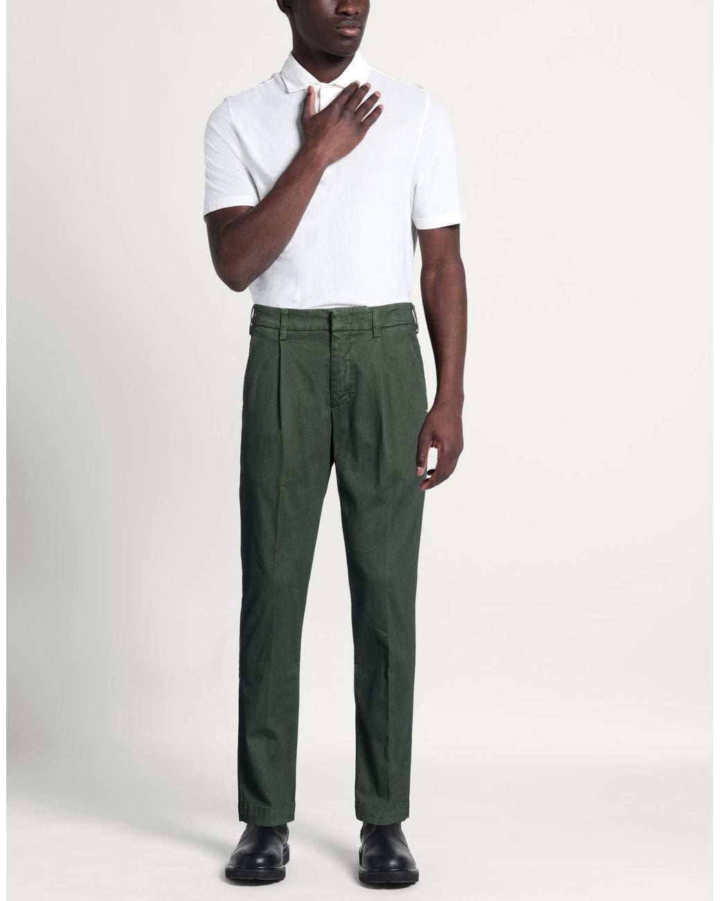 Entre Amis Green Dark Pants Cotton, Lycra, Elastane for men