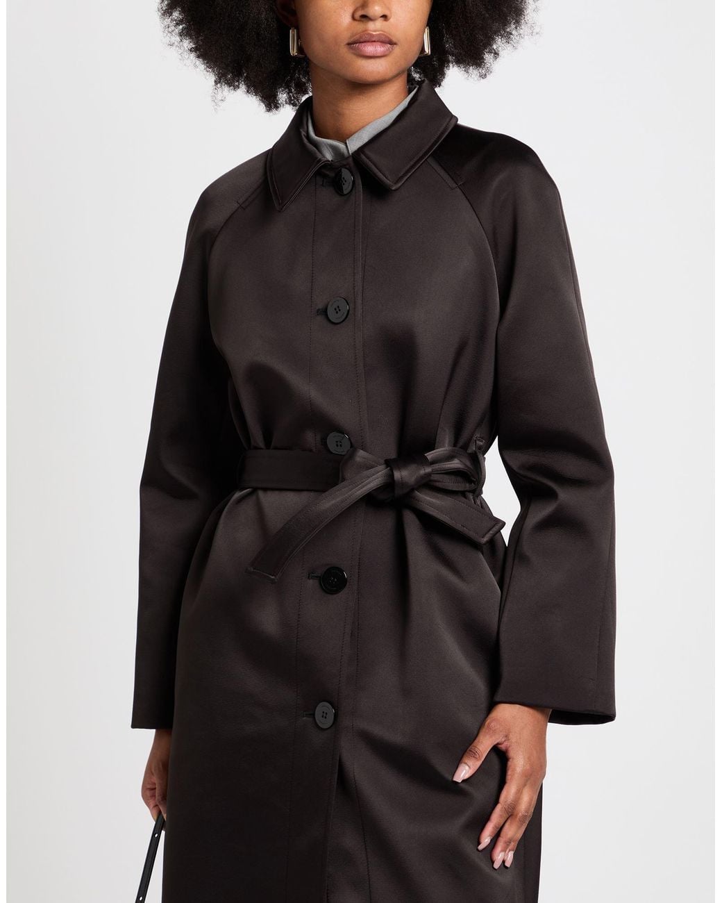 Caractere Black Overcoat & Trench Coat Polyester, Elastane