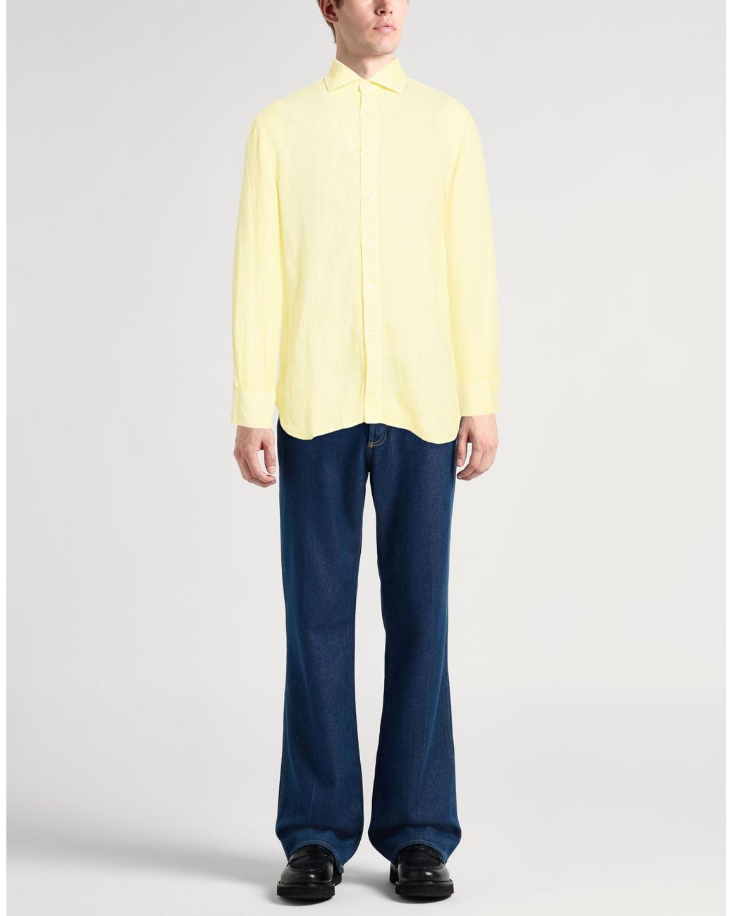 120% Lino Yellow Shirt for men