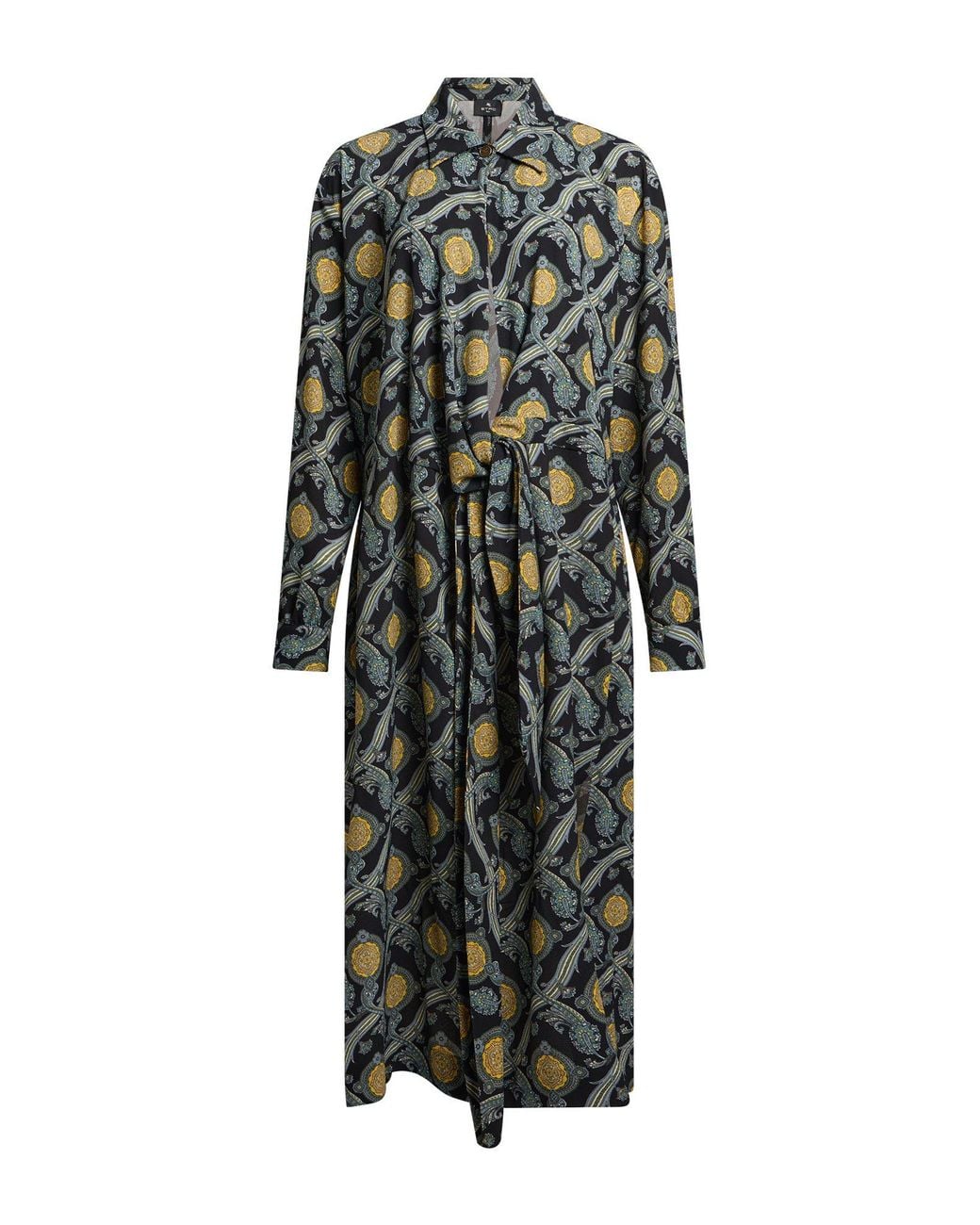 Etro Black Midi Dress Polyester, Elastane
