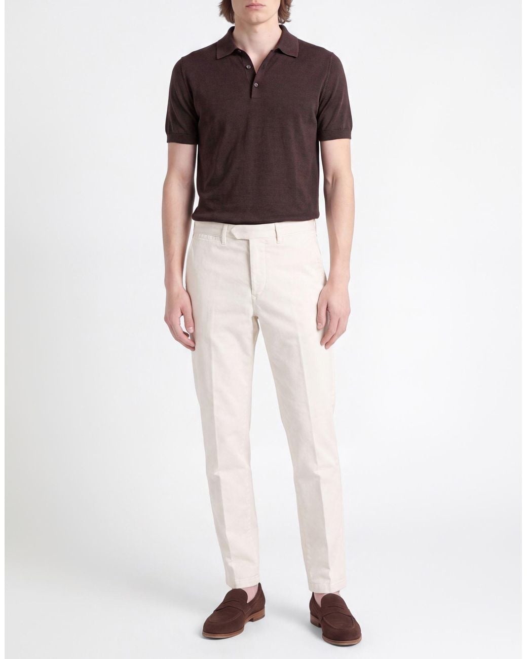 Tela Genova White Pants Cotton for men