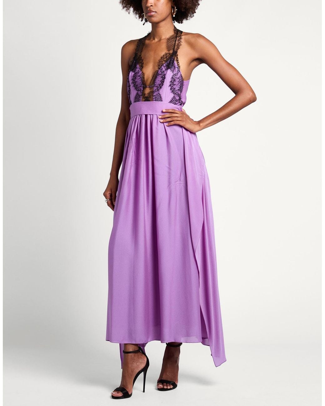 Victoria Beckham Purple Maxi Dress Silk, Nylon, Cotton