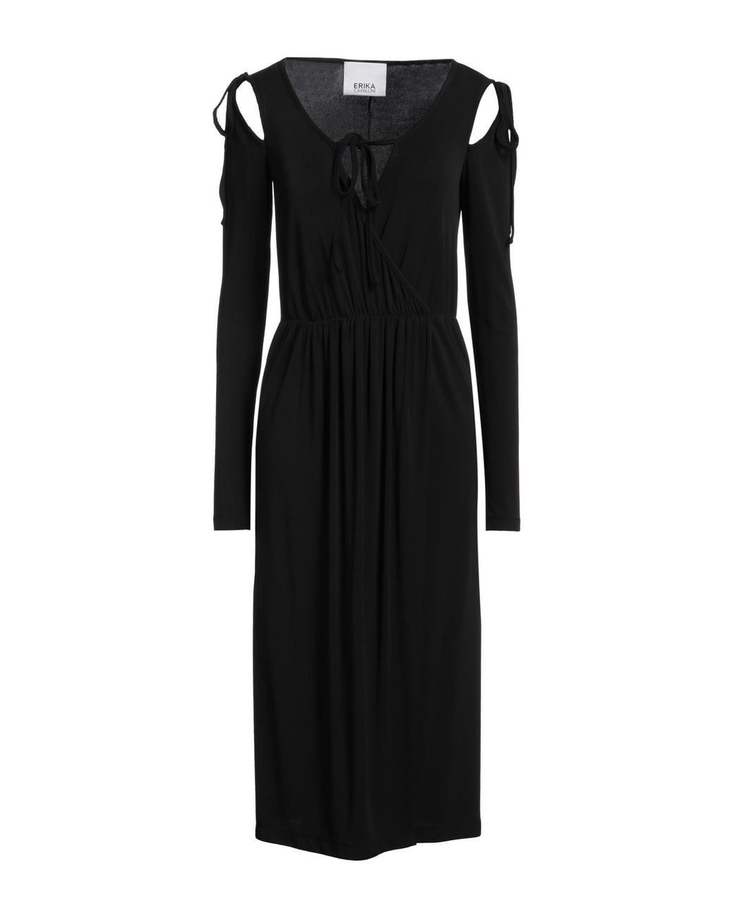 Erika Cavallini Semi Couture Black Midi Dress Acetate, Polyamide, Elastane