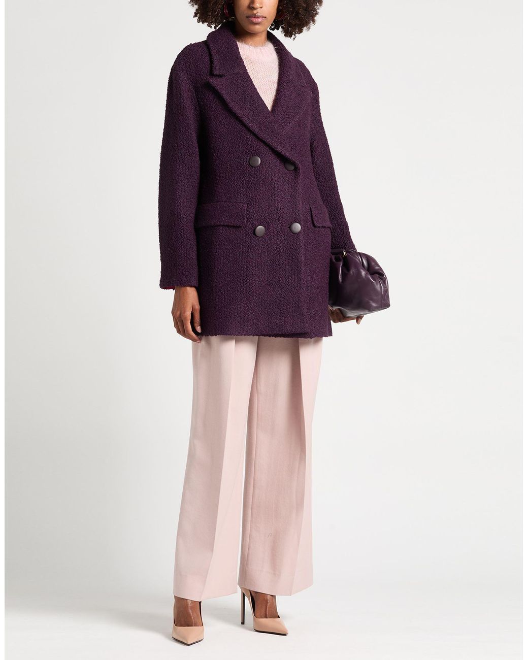 Maliparmi Purple Coat Acrylic, Cotton, Virgin Wool, Polyester, Viscose