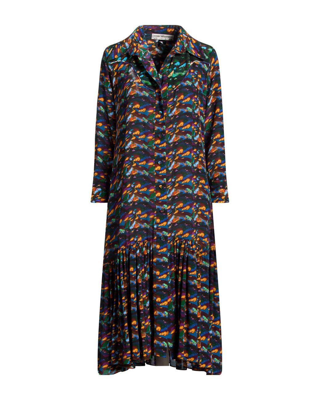 Jessie Western Black Midi Dress Silk