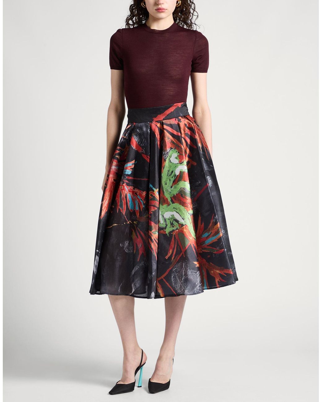 Stella Jean Red Midi Skirt Polyester
