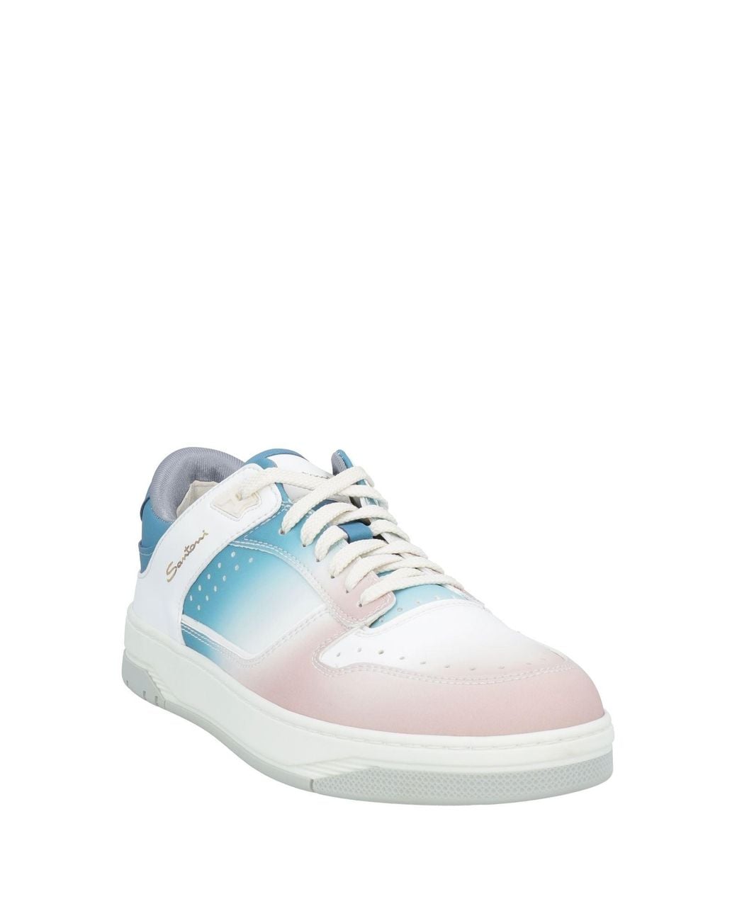 Santoni Blue Lace-Up Leather Sneakers for men