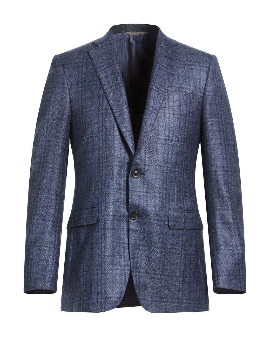 Canali Blue Slate Blazer Silk, Cashmere for men