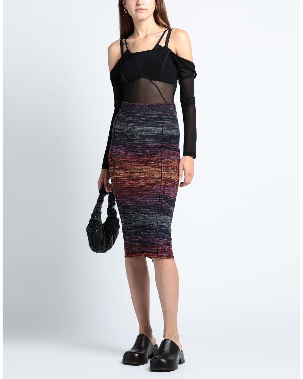 ROTATE BIRGER CHRISTENSEN Red Bodacious Space-dyed Knitted Pencil Skirt