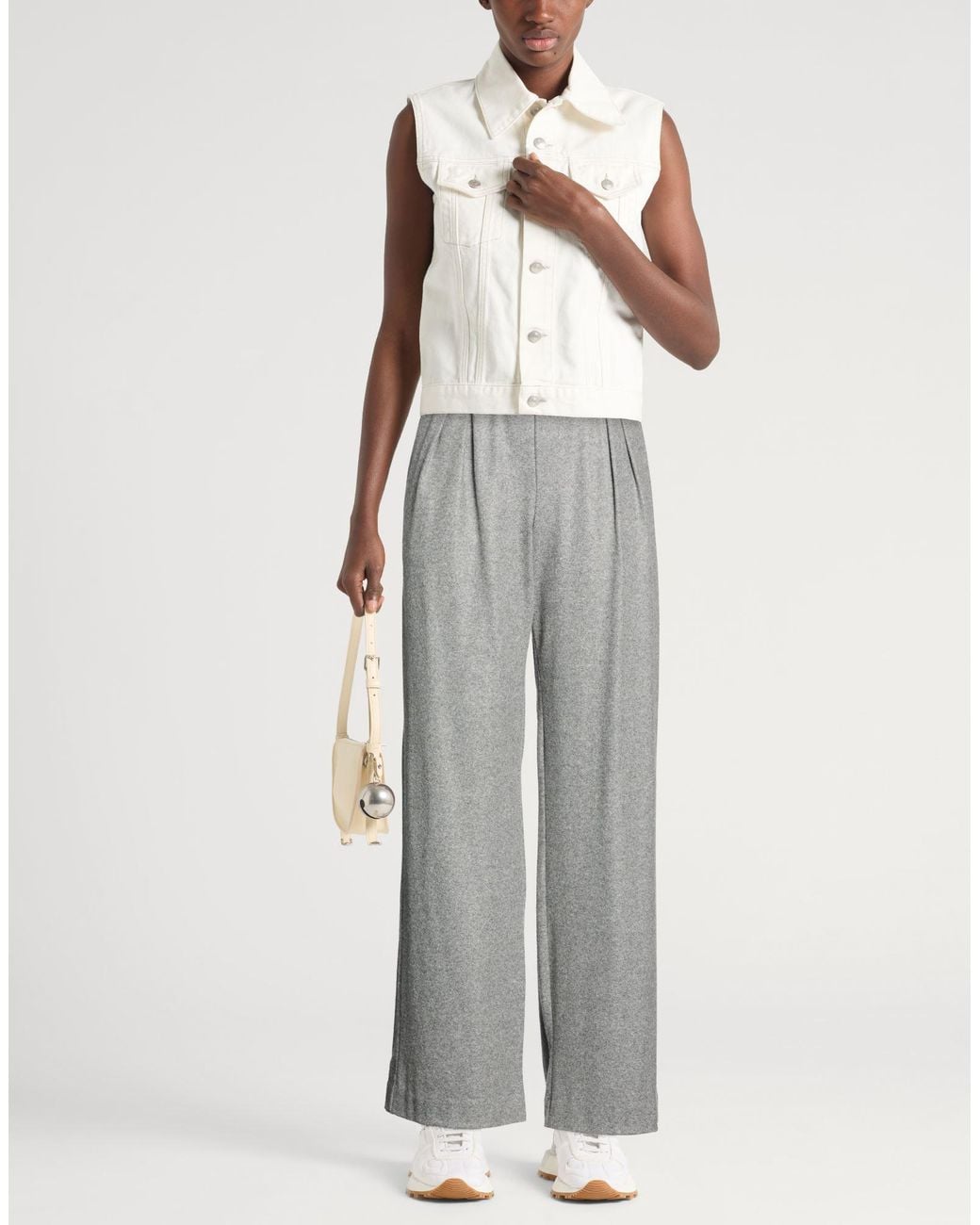 Pinko Gray Pants Polyester, Wool, Elastane