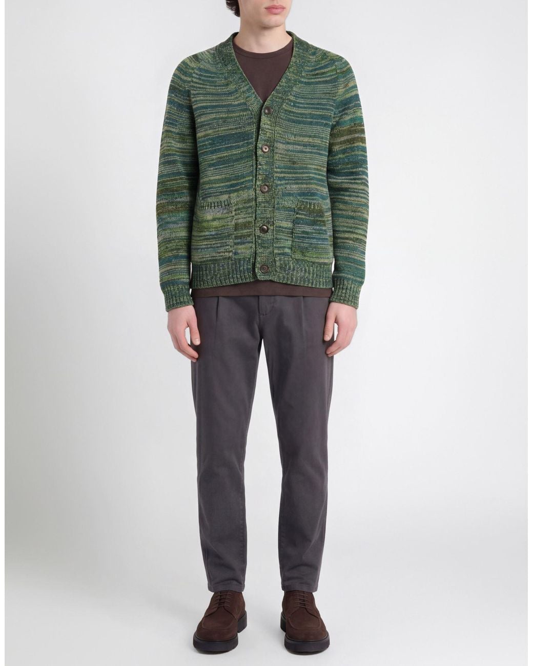 Messagerie Green Cardigan Virgin Wool for men