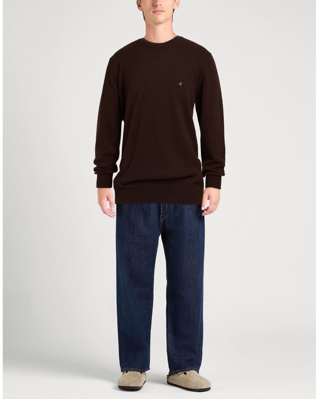 Brooksfield Brown Sweater Virgin Wool for men