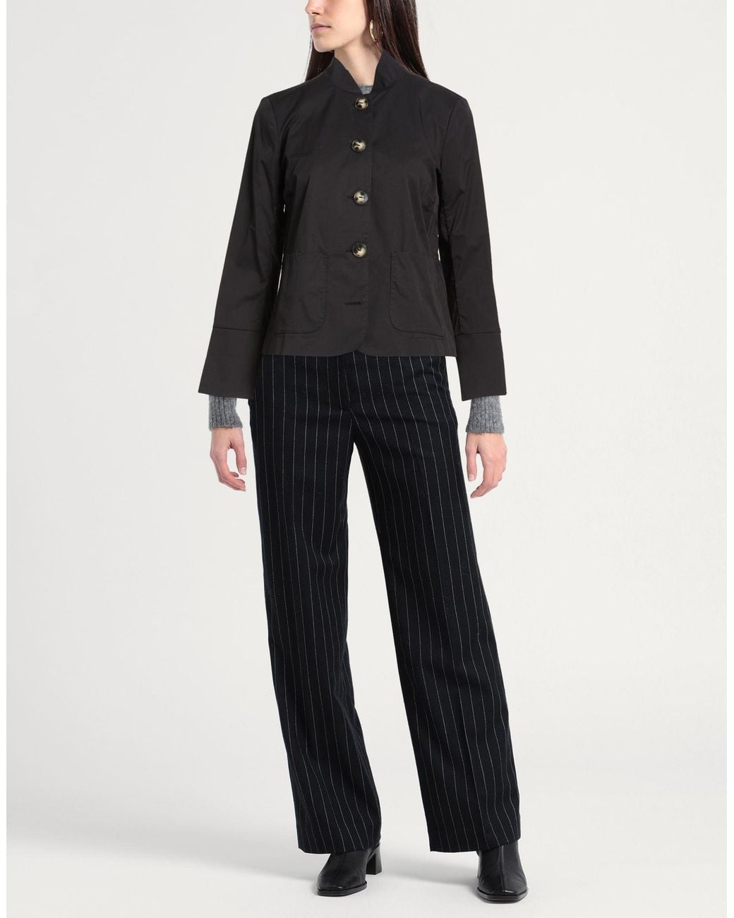 ALESSIA SANTI Black Jacket Cotton, Polyamide, Elastane