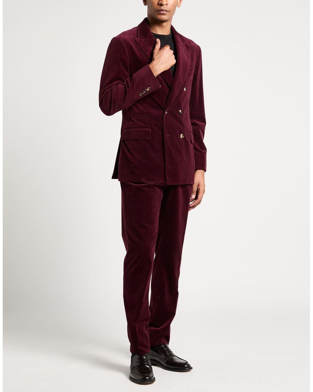 Brunello Cucinelli Red Burgundy Suit Cotton, Cashmere, Elastane for men