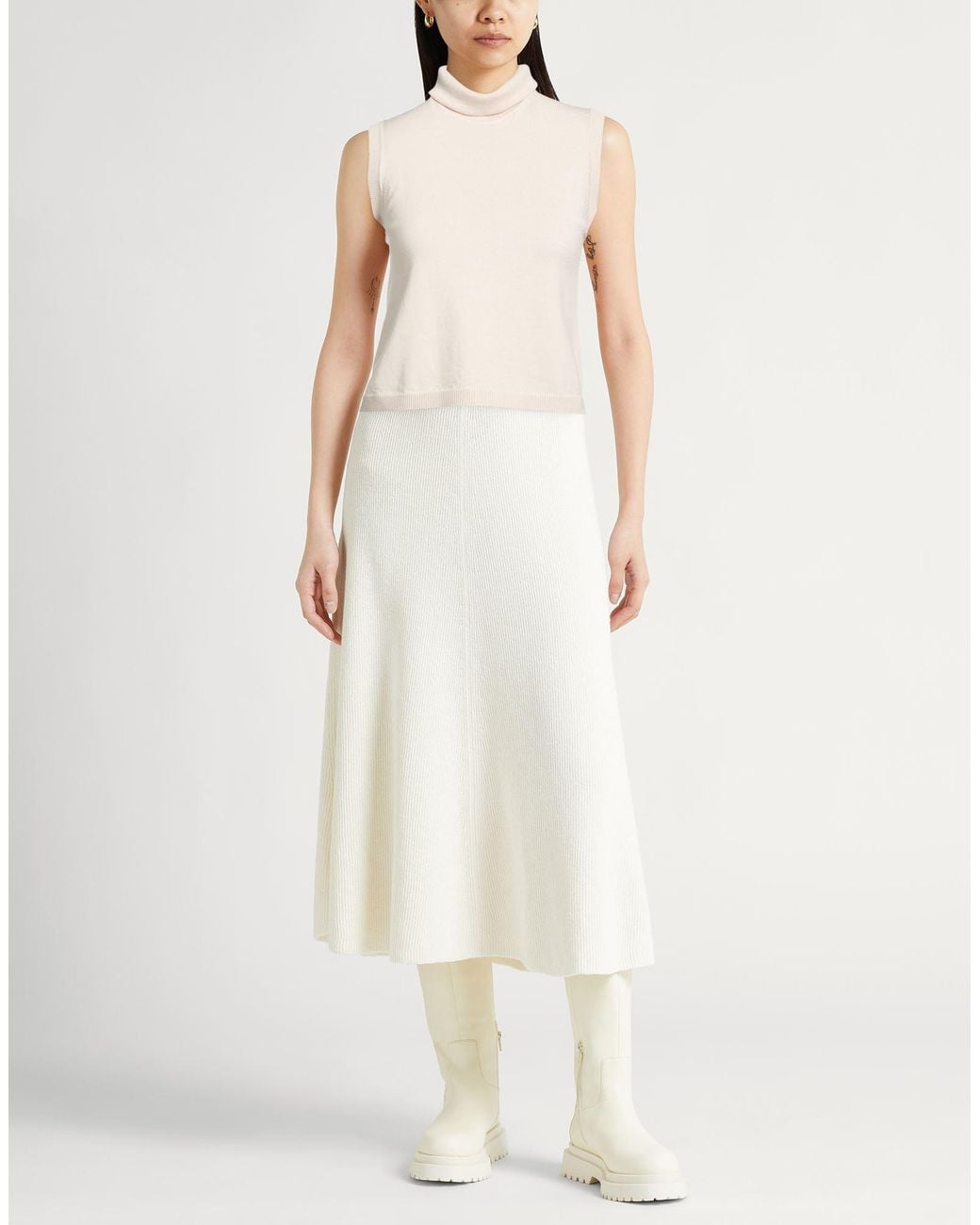 Anna Molinari White Turtleneck Merino Wool