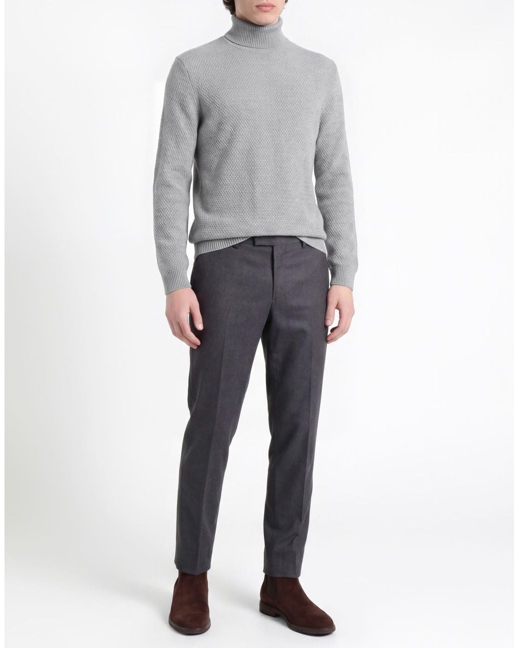 Alpha Studio Gray Turtleneck Cashmere for men
